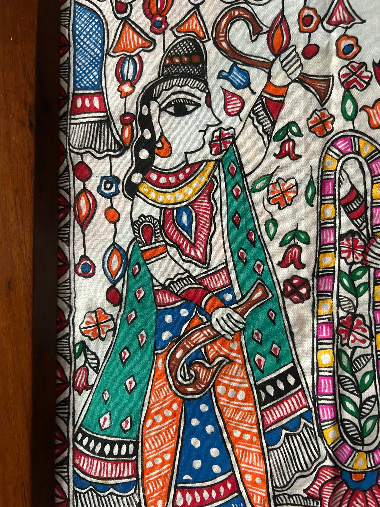 Handmade Madhubani Painting of Ram and Sita's Wedding Garland Exchange